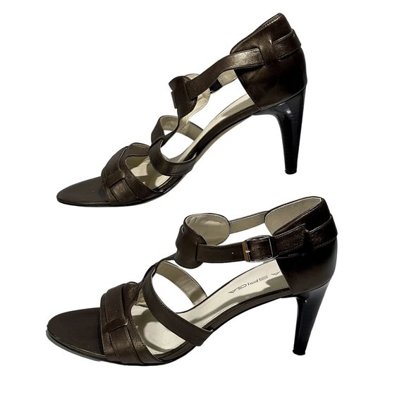 Via Spiga‎ Hilda Womens Italian Leather Sandals Size 7N Calf Bronze Brown - Picture 3 of 13